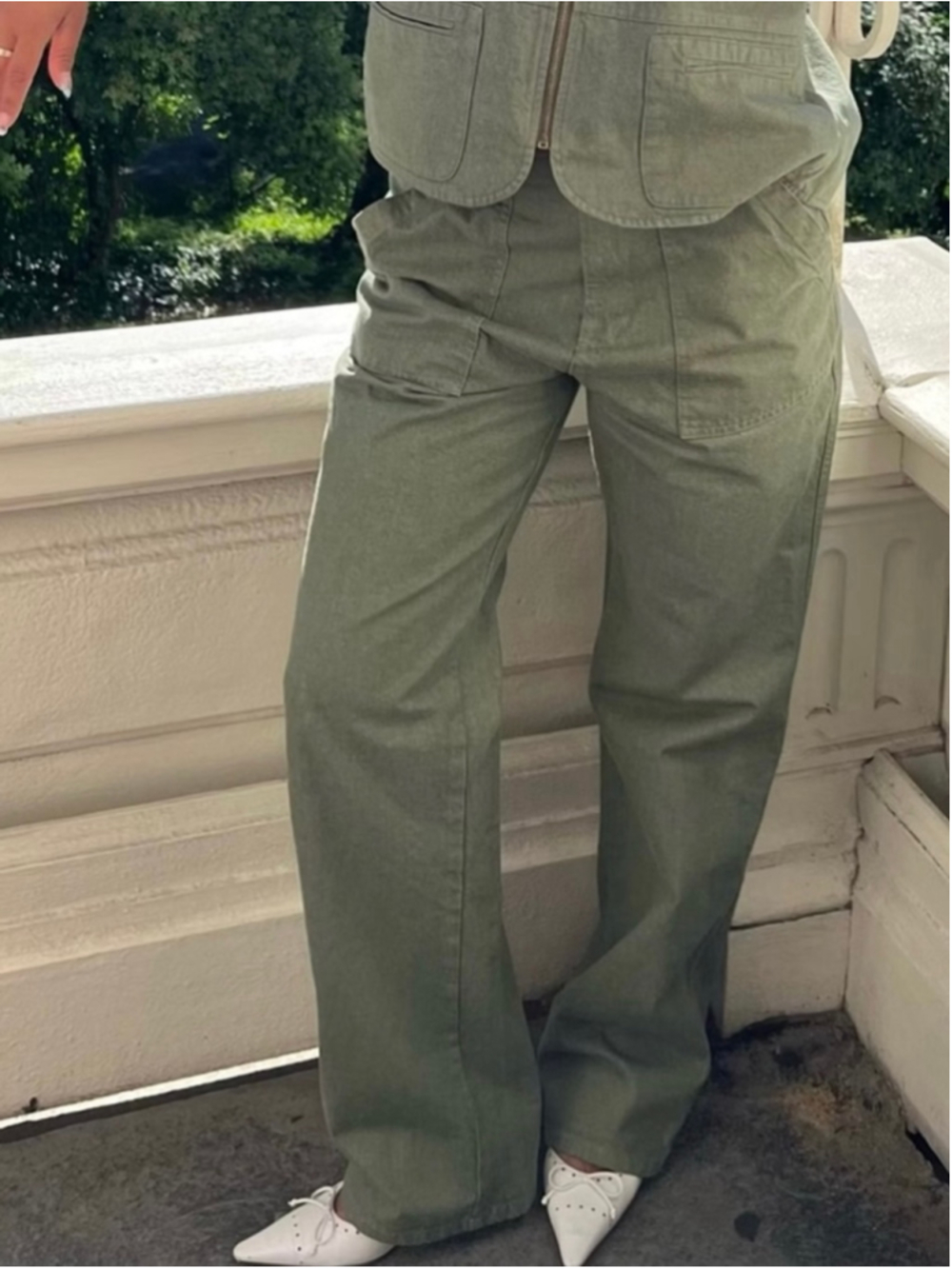 Djerf Avenue Go To Pants Sage Green Size XXS Loose Fit Straight Leg